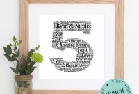 Th Anniversary Gift  Word Art  Printable Gift   Year inside Word Anniversary Card Template