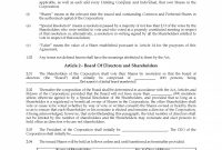 The Sample Of Unanimous Shareholder Agreement Template Printable inside Unanimous Shareholder Agreement Template