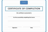 Training Certificate Of Completion within Free Certificate Of Completion Template Word