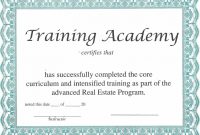 Training Certificate Template – Certificate Templates in Template For Training Certificate