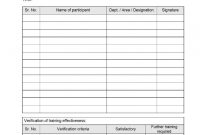 Training Record Format intended for Training Evaluation Report Template