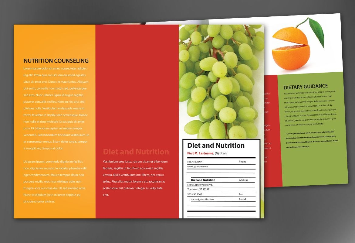Tri Fold Brochure Template For Health And Nutrition Order Custom in Nutrition Brochure Template