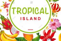 Tropical Hawaiian Template Design Exotic Fruits Stock Vector throughout Hawaiian Menu Template