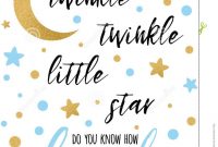 Twinkle Twinkle Little Star Text With Golden Oranment And Blue Star throughout Baby Shower Banner Template
