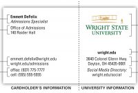 University Business Card  Office Of Marketing  Wright State University throughout Graduate Student Business Cards Template