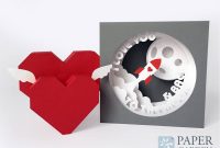 Valentine's Day Papercut Template Tunnel Card I Love You  Etsy regarding 3D Heart Pop Up Card Template Pdf