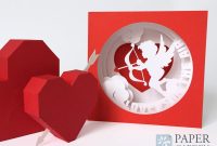 Valentine's Day Papercut Template Tunnel Card Love Is In  Etsy intended for 3D Heart Pop Up Card Template Pdf