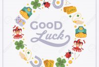 Vector Decorating Design Made Of Lucky Charms And The Words for Good Luck Card Templates