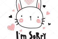 Vector Template Greeting Card Sorry Text Cute Bunny Illustration for Sorry Card Template