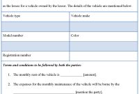 Vehicle Rental Agreement   Best Of Car Lease Agreement Form pertaining to Lease Of Vehicle Agreement Template