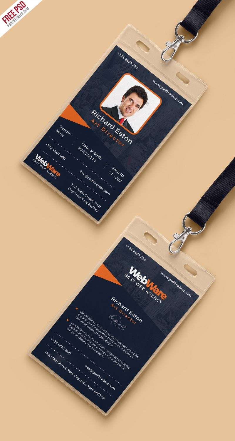Vertical Company Identity Card Template Psd  Psd Print Template inside Company Id Card Design Template