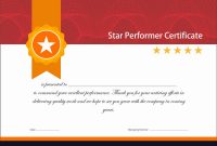 Vintage Red And Gold Star Performer Certificate Vector Image regarding Star Performer Certificate Templates