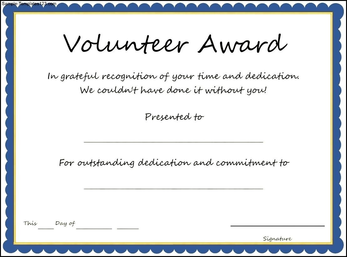 Volunteer Certificate Template  Free Download  Dtemplates pertaining to Volunteer Certificate Templates