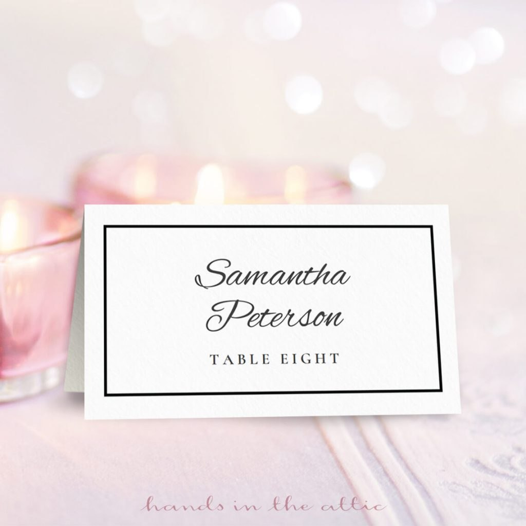 Wedding Place Card Template  Free Download  Hands In The Attic with Table Name Cards Template Free