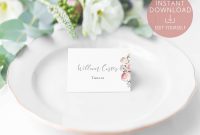 Wedding Place Cards Printable Editable Name Card Template Romantic regarding Table Name Card Template