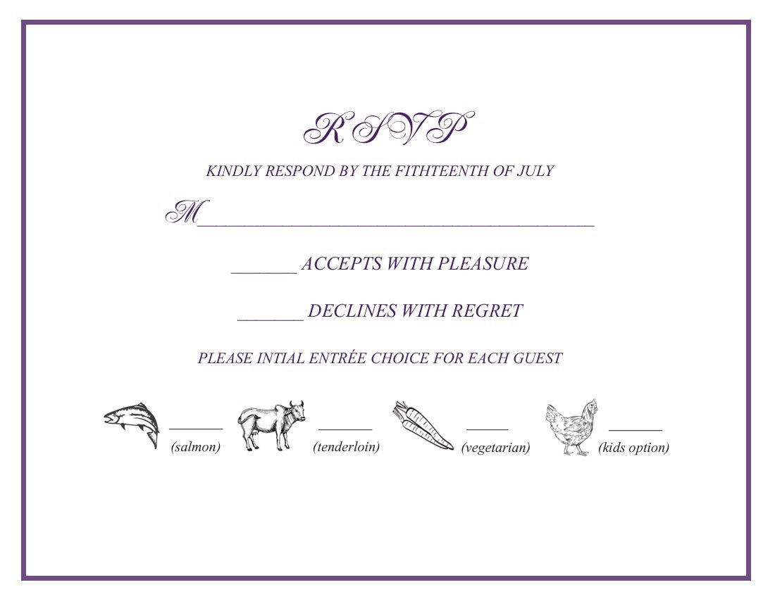 Wedding Rsvp W Menu Selections  Wedding Favorites  Rsvp Cards inside Wedding Rsvp Menu Choice Template