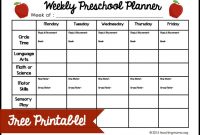 Weekly Preschool Planner Free Printable throughout Blank Preschool Lesson Plan Template