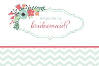Will You Be My Bridesmaid Cards Free  Printable for Will You Be My Bridesmaid Card Template