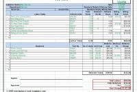 Workshop Job Card Template Excel Labor  Material Cost Estimator in Job Card Template Mechanic