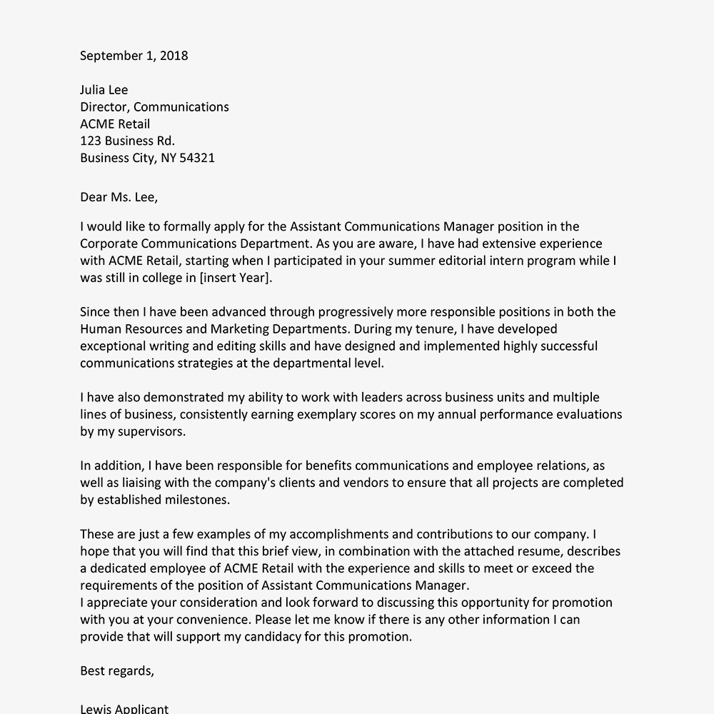 Cover Letters For An Internal Position Or Promotion throughout Internal Transfer Letter Template
