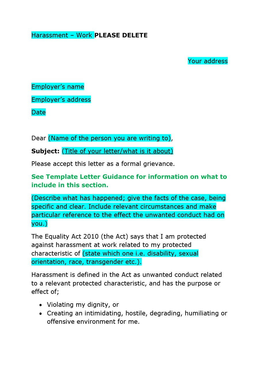 Editable Grievance Letters Tips  Free Samples ᐅ Template Lab for Grievance Template Letters