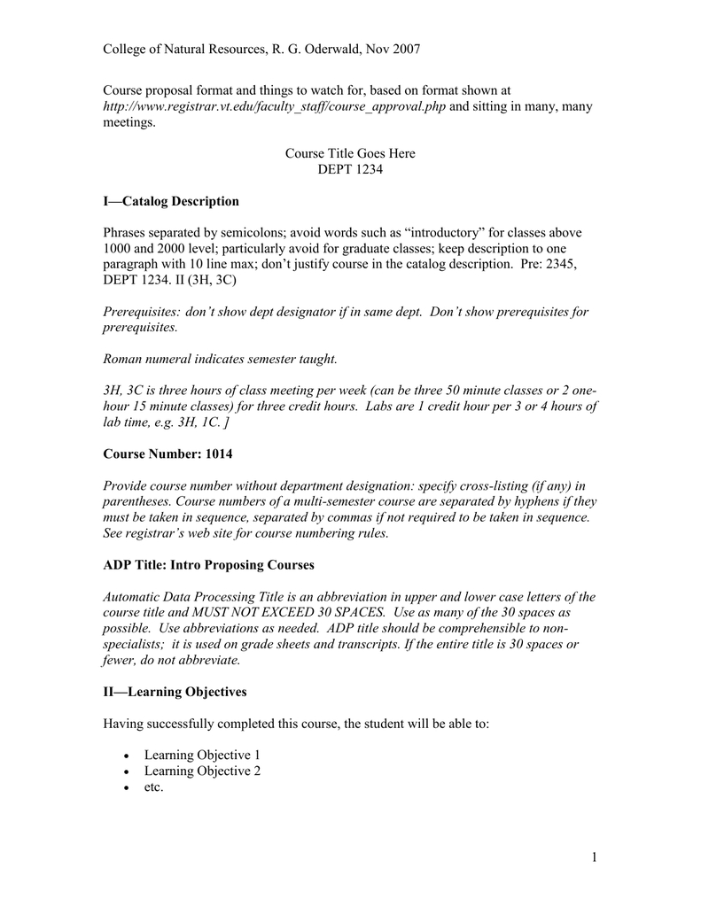 New Course Proposal Format Microsoft Word Document pertaining to Course Proposal Template