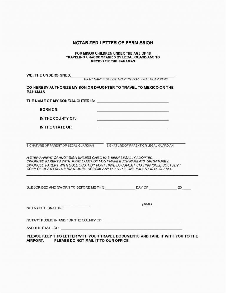 notarized letter for child guardianship