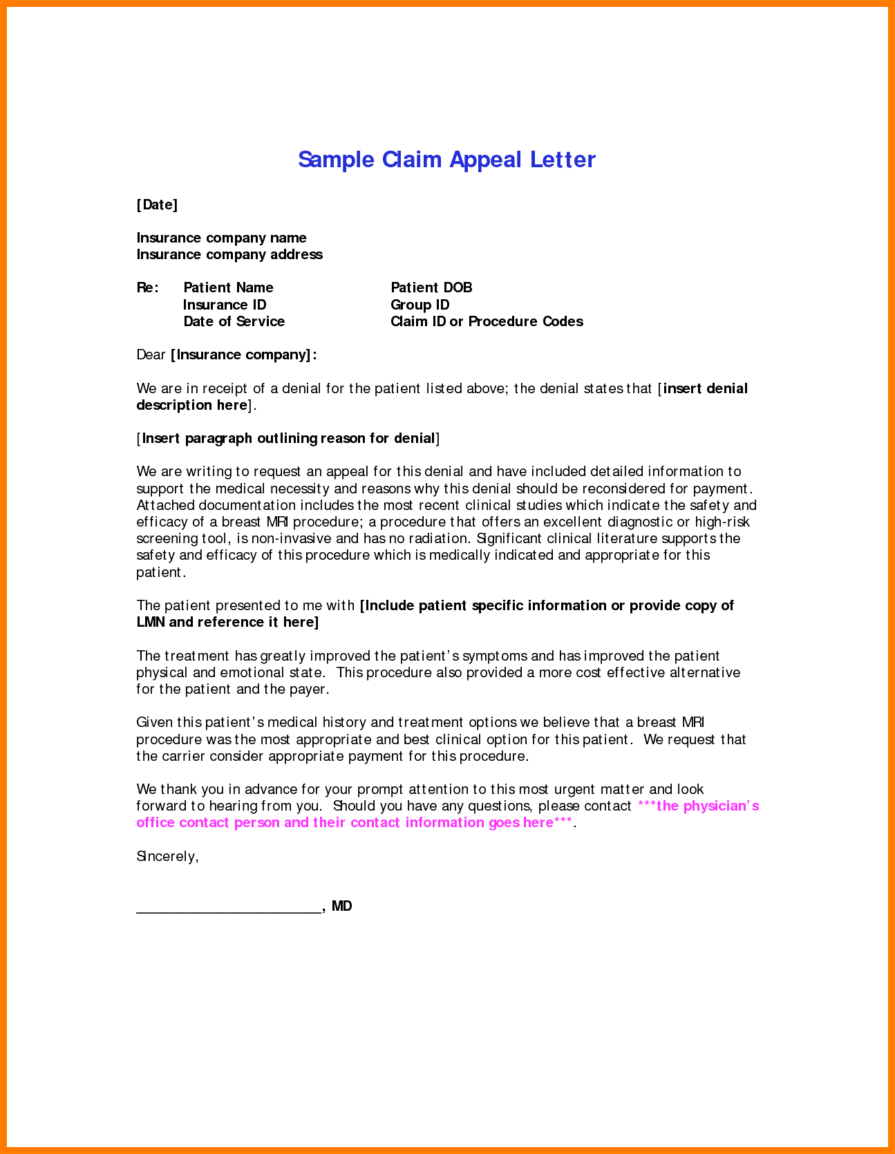 Template Ideas Insurance Denial Shocking Letter Claim Appeal throughout Insurance Denial Appeal Letter Template
