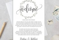 Wedding Welcome Letter Template Welcome Bags Wedding  Etsy for Wedding Welcome Letter Template