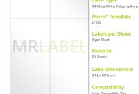 A Gloss White Pp Labels   Per Sheet   Sheets  Laser regarding Template For Labels 8 Per Sheet
