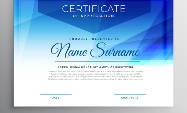 Abstract Blue Award Certificate Design Template Vector Image regarding Award Certificate Design Template