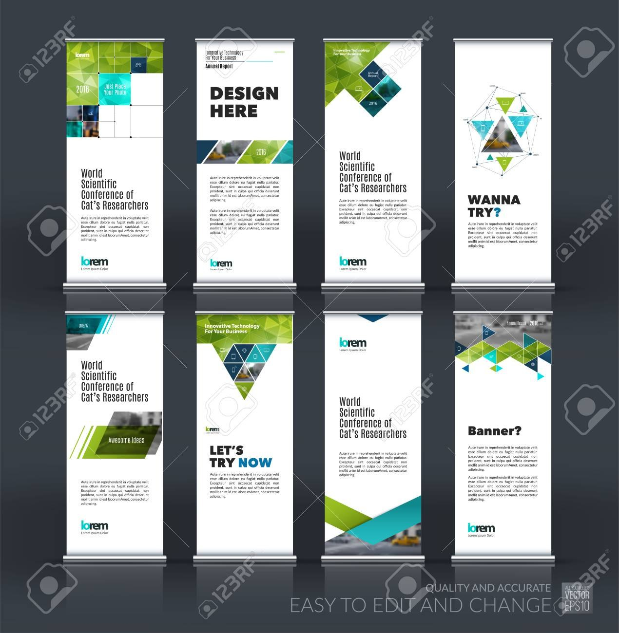 Abstract Business Vector Set Of Modern Roll Up Banner Stand Design pertaining to Banner Stand Design Templates