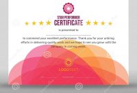 Abstract Creative Pink Star Performer Certificate Stock Vector regarding Star Performer Certificate Templates