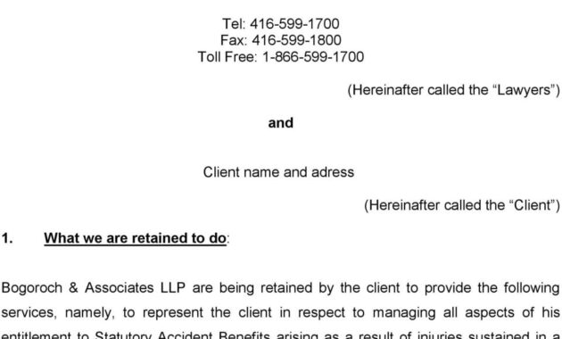 Accident Benefit Contingency Fee Retainer Agreement  Pdf within Conditional Fee Agreement Template