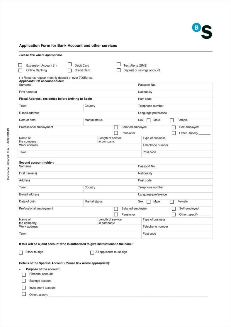 Account Application Form Templates  Free Pdf Format Download within Business Account Application Form Template