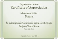 Acknowledge Outstanding Performance Certificate Of Appreciation with Employee Anniversary Certificate Template