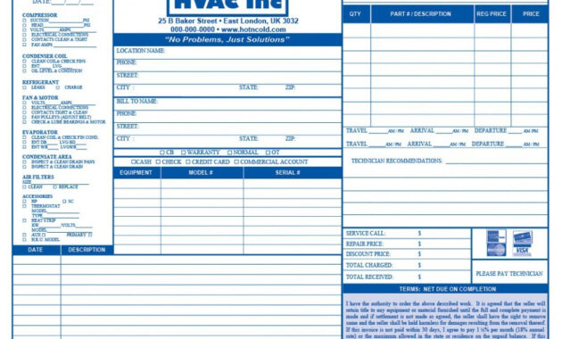 Air Conditioning Invoice Template Heating Form Samples Wilson throughout Air Conditioning Invoice Template
