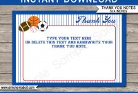 All Star Sports Party Thank You Cards Template inside Soccer Thank You Card Template