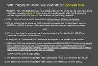 Architect's Certification Under The Pam Contract  Preparedar for Jct Practical Completion Certificate Template