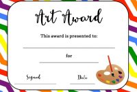 Art Award Certificate Free Printable  Art  Elementary Art Free intended for Art Certificate Template Free