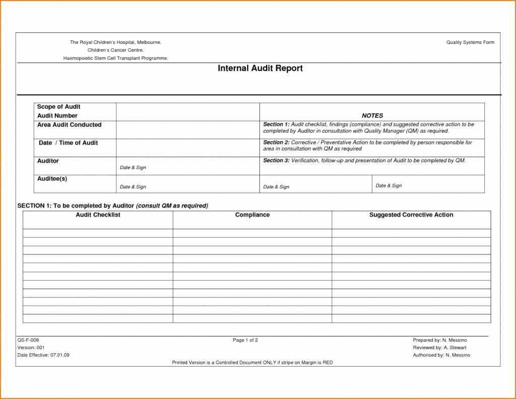 Audit Report Template Word Inspirational Internal Audit Report Form intended for Audit Findings Report Template
