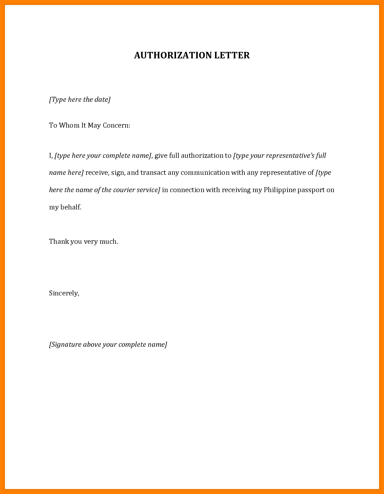 Authorization Letter   Best Authorization Letter Samples And in Certificate Of Authorization Template