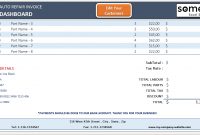 Auto Repair Invoice Template  Free Auto Receipt Excel Template inside Free Auto Repair Invoice Template Excel