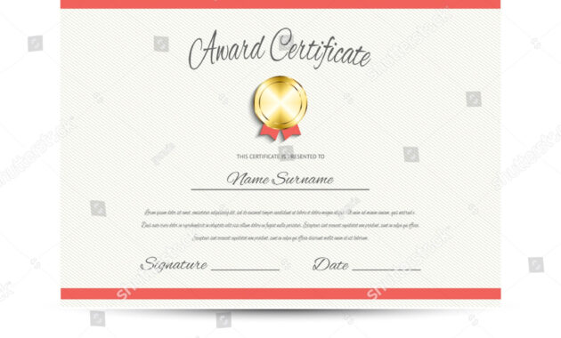 Award Certificate Design Template Stock Vector Royalty Free throughout Award Certificate Design Template