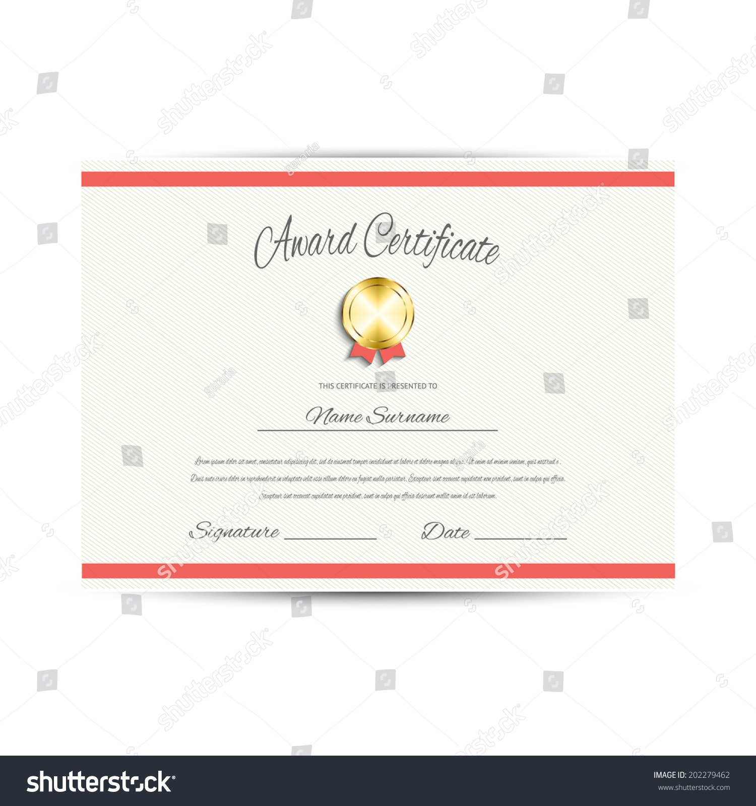 Award Certificate Design Template Stock Vector Royalty Free throughout Award Certificate Design Template