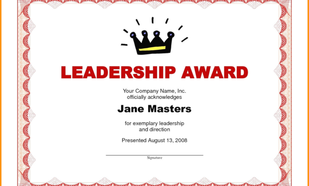 Award Certificate Template Word Free   Discover China Townsf with Leadership Award Certificate Template