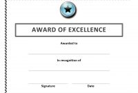 Award Of Excellence Certificate within Award Of Excellence Certificate Template