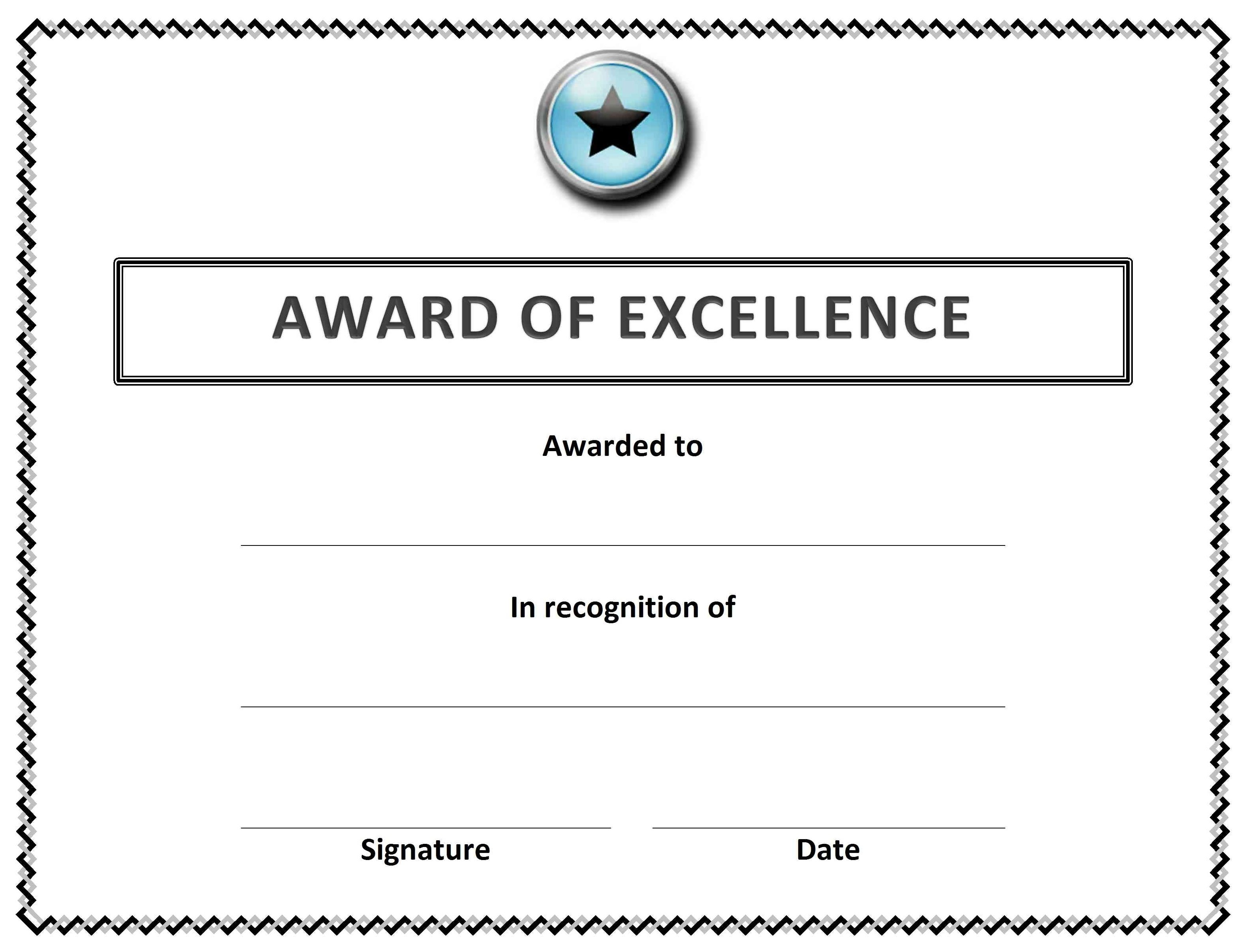 Award Of Excellent Template Certificate Word Staggering Ideas with regard to Sports Award Certificate Template Word