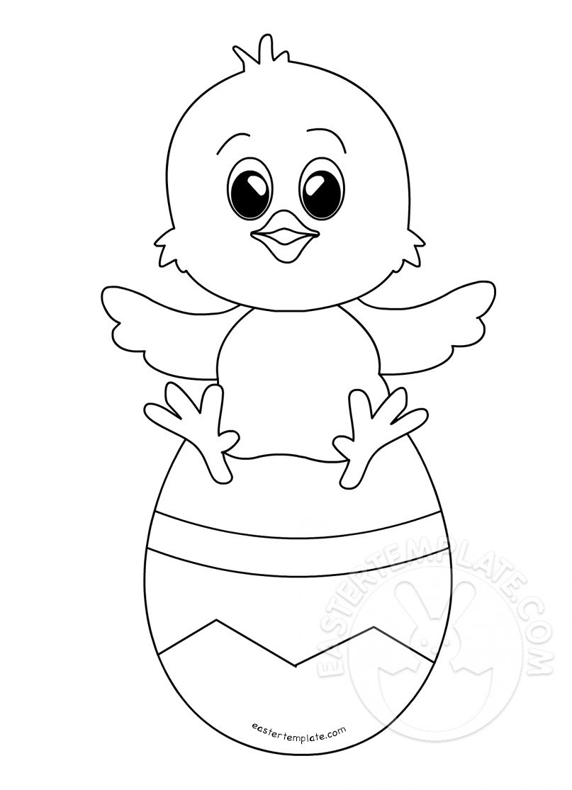 Baby Chick Sitting On Easter Egg  Easter Template throughout Easter Chick Card Template