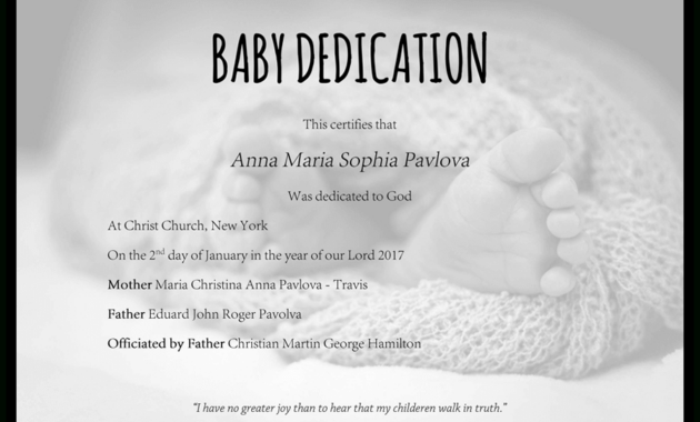 Baby Dedication Certificate Template For Word Free Printable pertaining to Christian Certificate Template